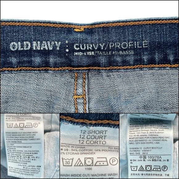 Old Navy Curvy Profile Bootcut Mid Rise Jeans Size 12 Short Blue Denim - Picture 8 of 12